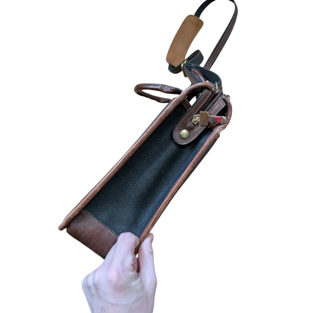 Jack Georges Leather Briefcase‎ Black Brown Strap